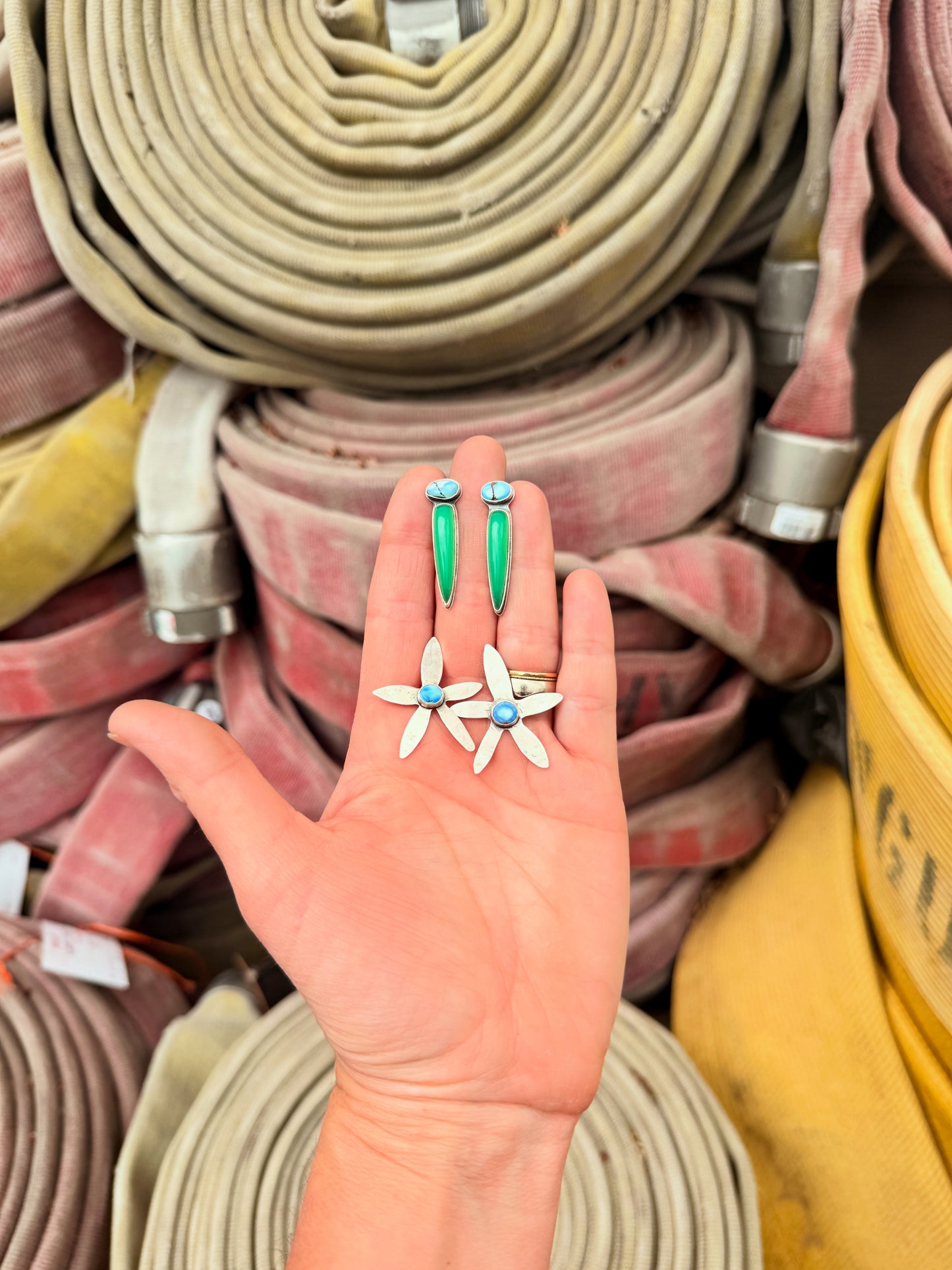 Chrysoprase + Turquoise Earrings