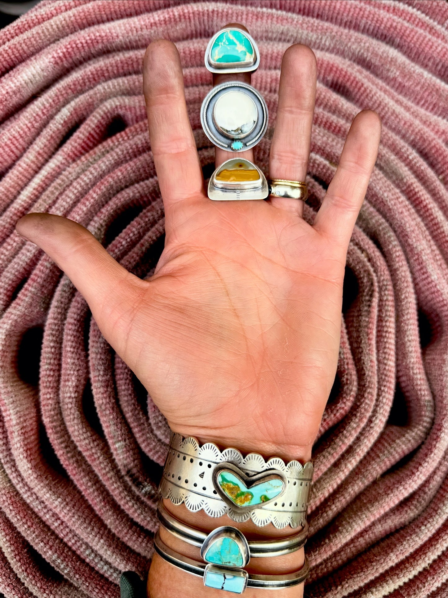 Turquoise Half Moon Double Shank Cuff