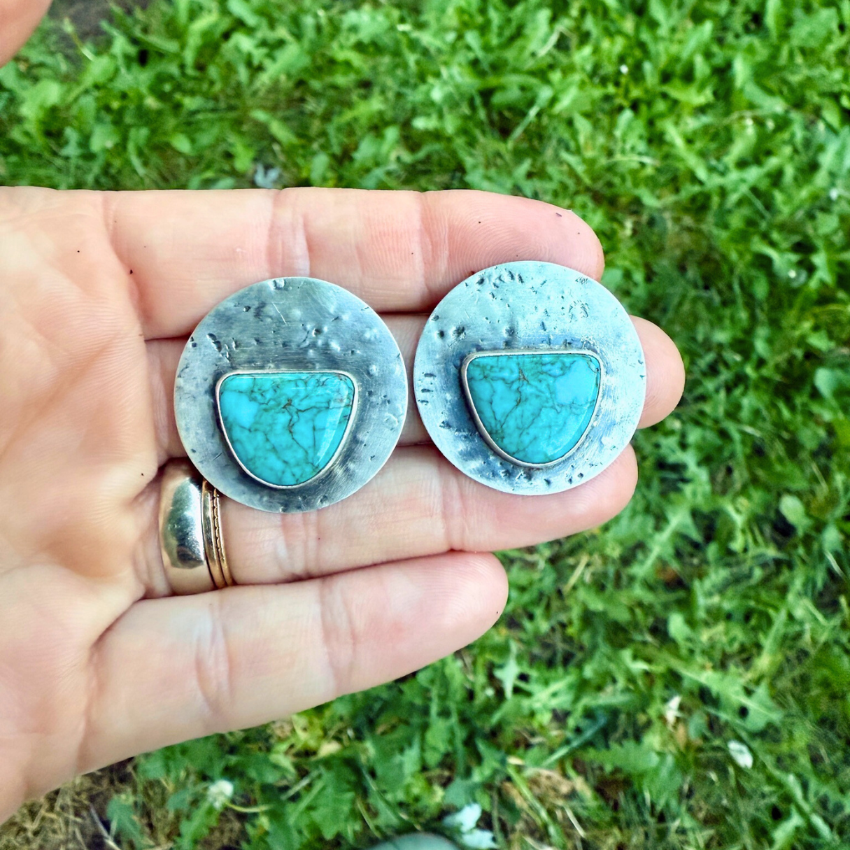 Turquoise Disc Studs