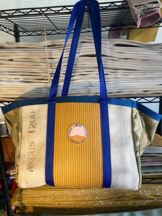Repurposed Fire Hose Tote - Double Handle Large with Pockets