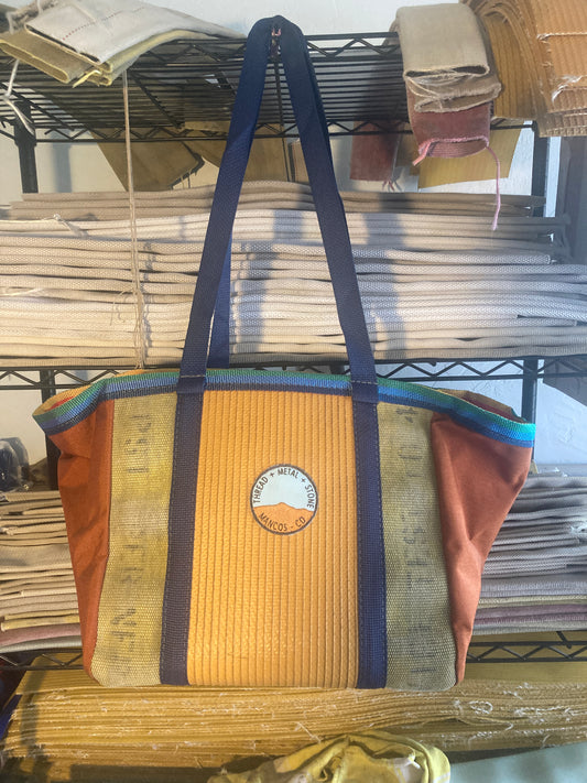 Repurposed Fire Hose Tote - Double Handle Medium with Pocket