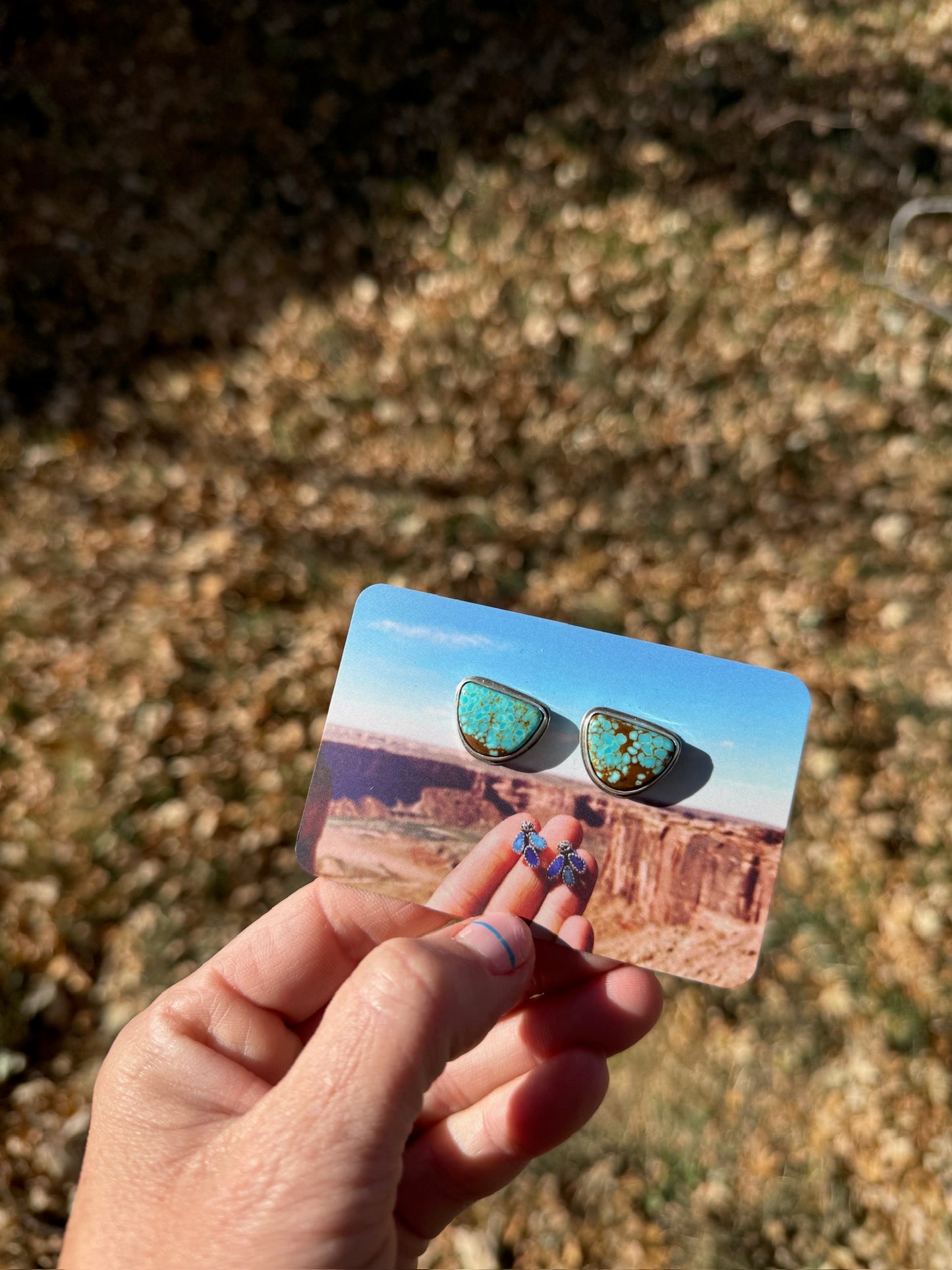 No. 8 Turquoise Half-Moon Studs