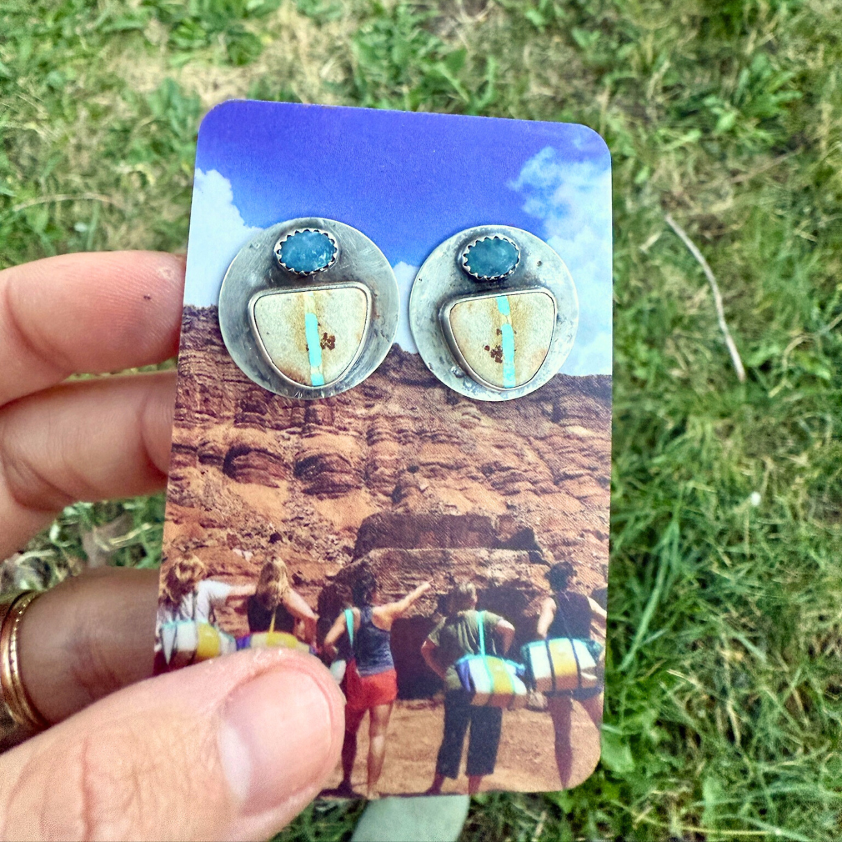 Royston Ribbon Turquoise + Opal Disc Studs