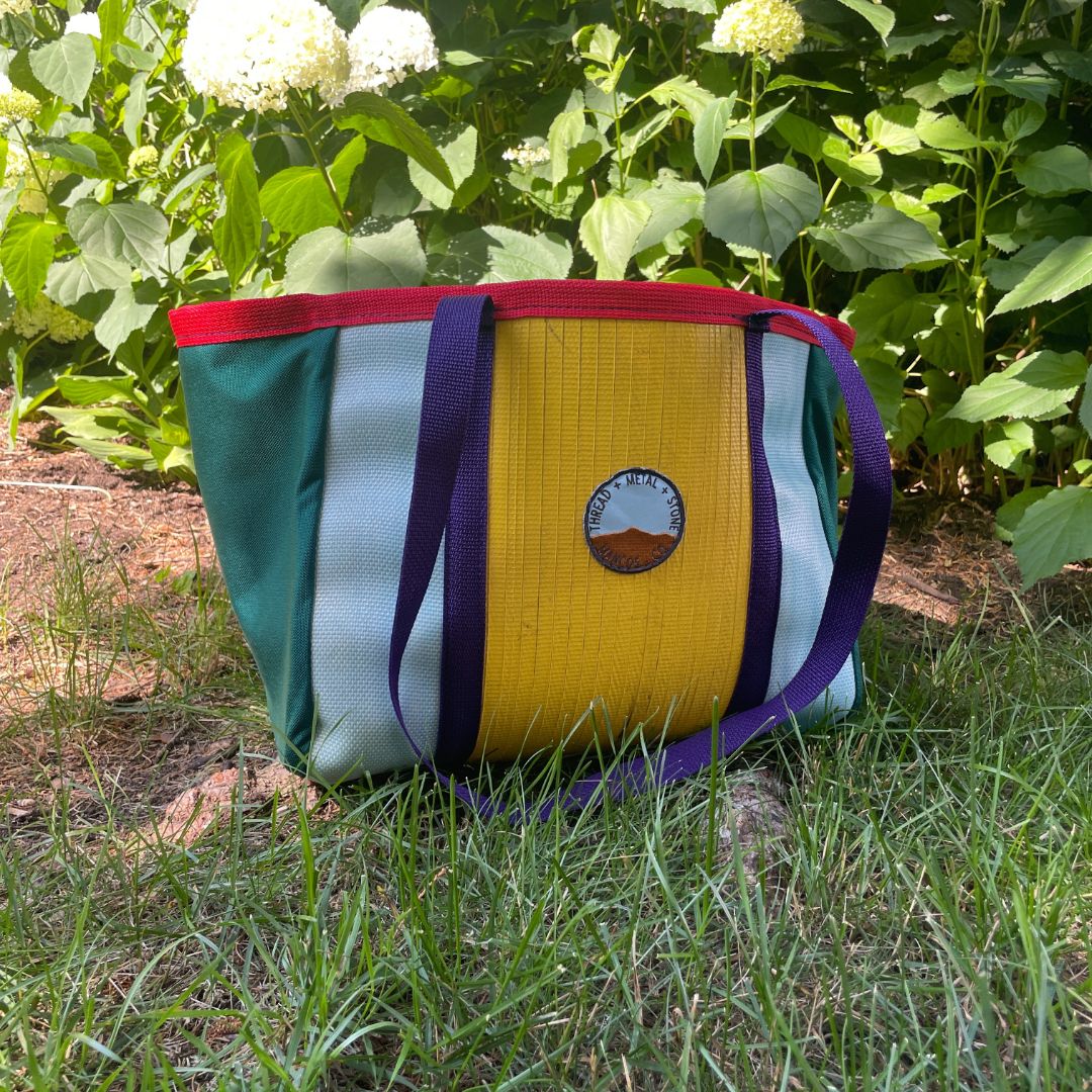 Repurposed Fire Hose Tote - Large Double Handle with Pockets