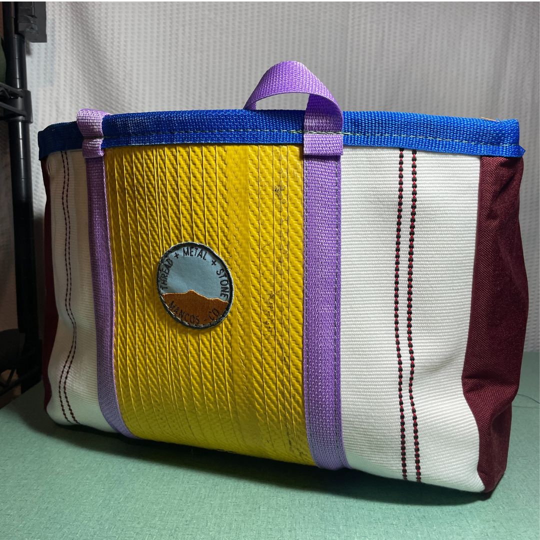 Repurposed Fire Hose Tote - Large Double Handle with Pockets