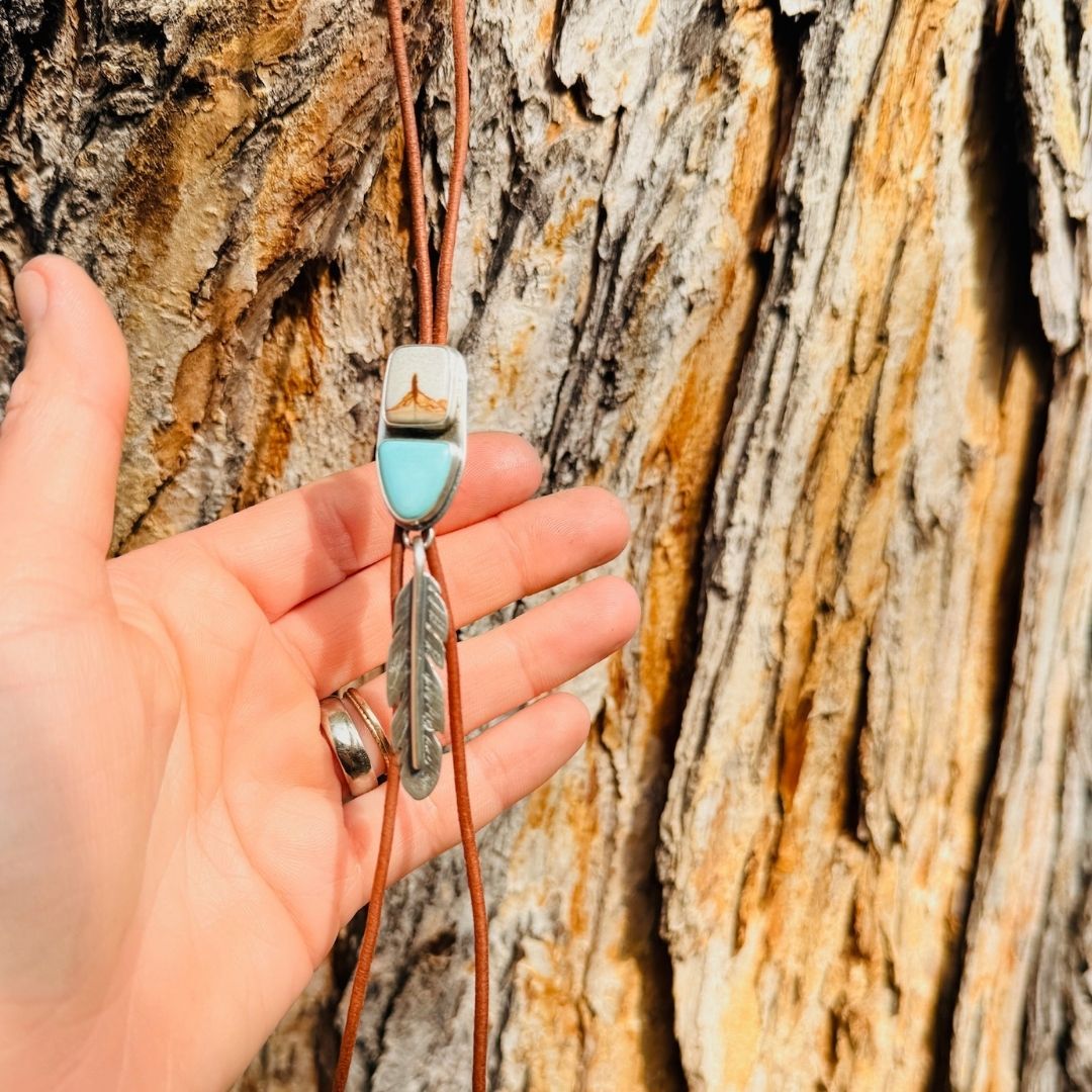 Turquoise + Jasper Feather Lady Bolo