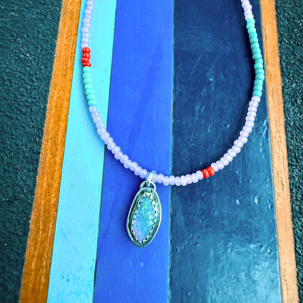 Opal Beaded Warrior Necklace