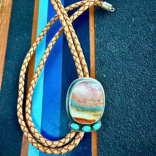 Desert Jasper + Turquoise Bolo