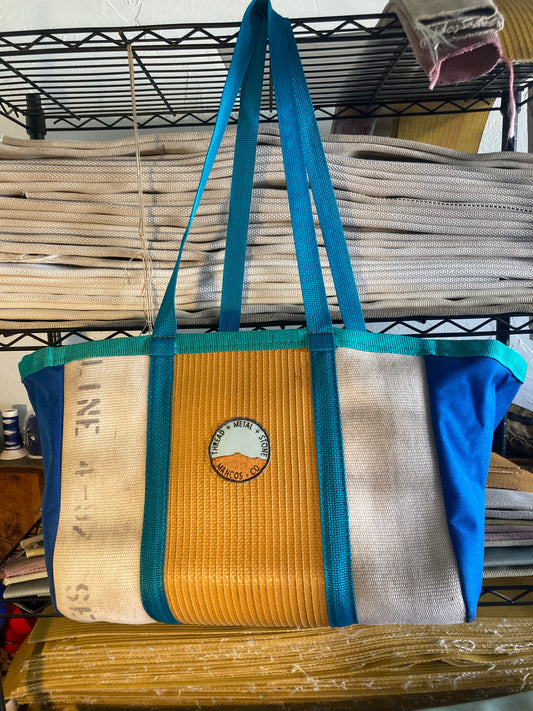 Repurposed Fire Hose Tote - Double Handle Large with Pockets