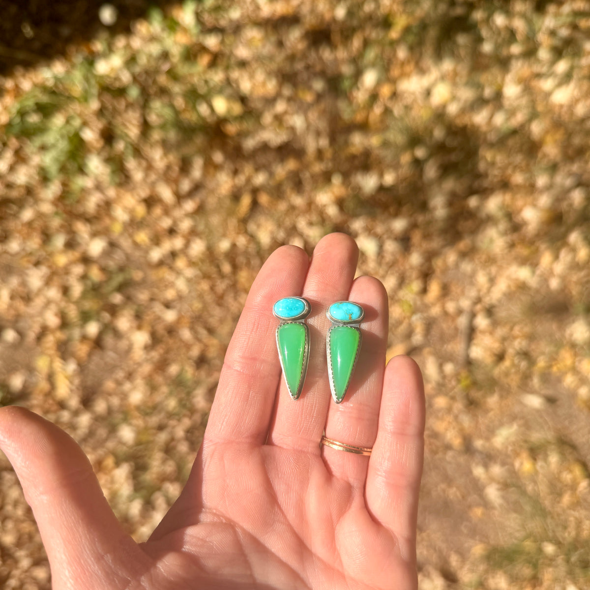 Chrysoprase + Turquoise Earrings