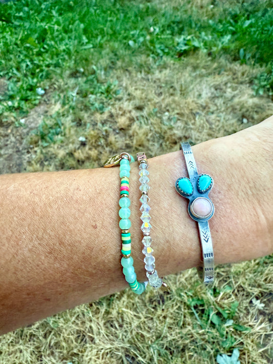Turquoise + Opal Bloom Stone Cuff