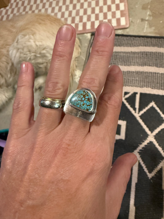 No. 8 Turquoise Half Moon Ring