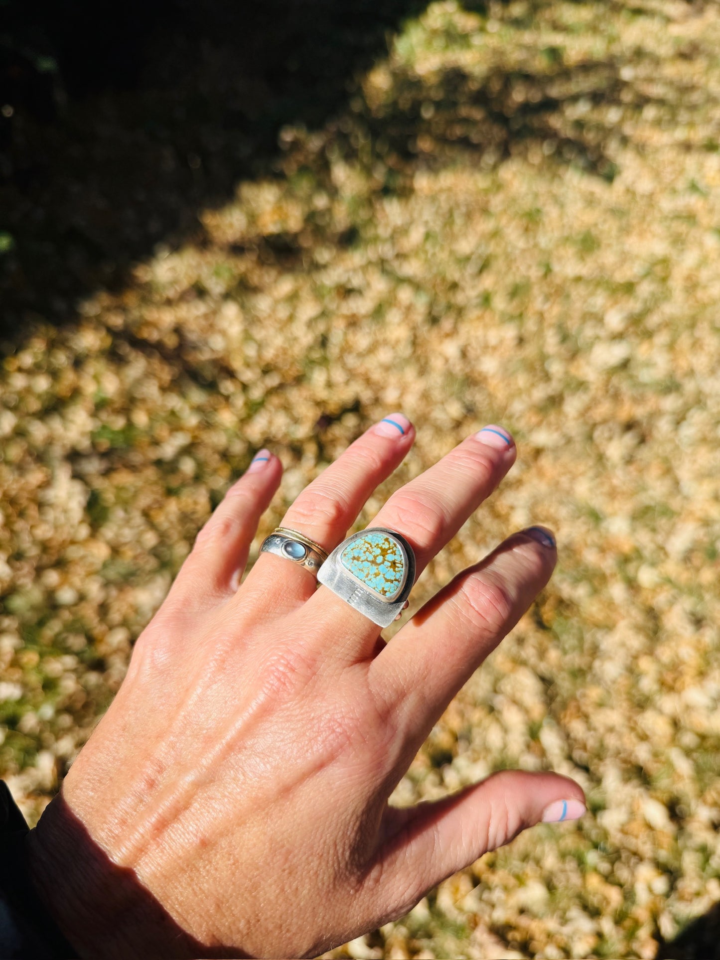 No. 8 Turquoise Half Moon Ring