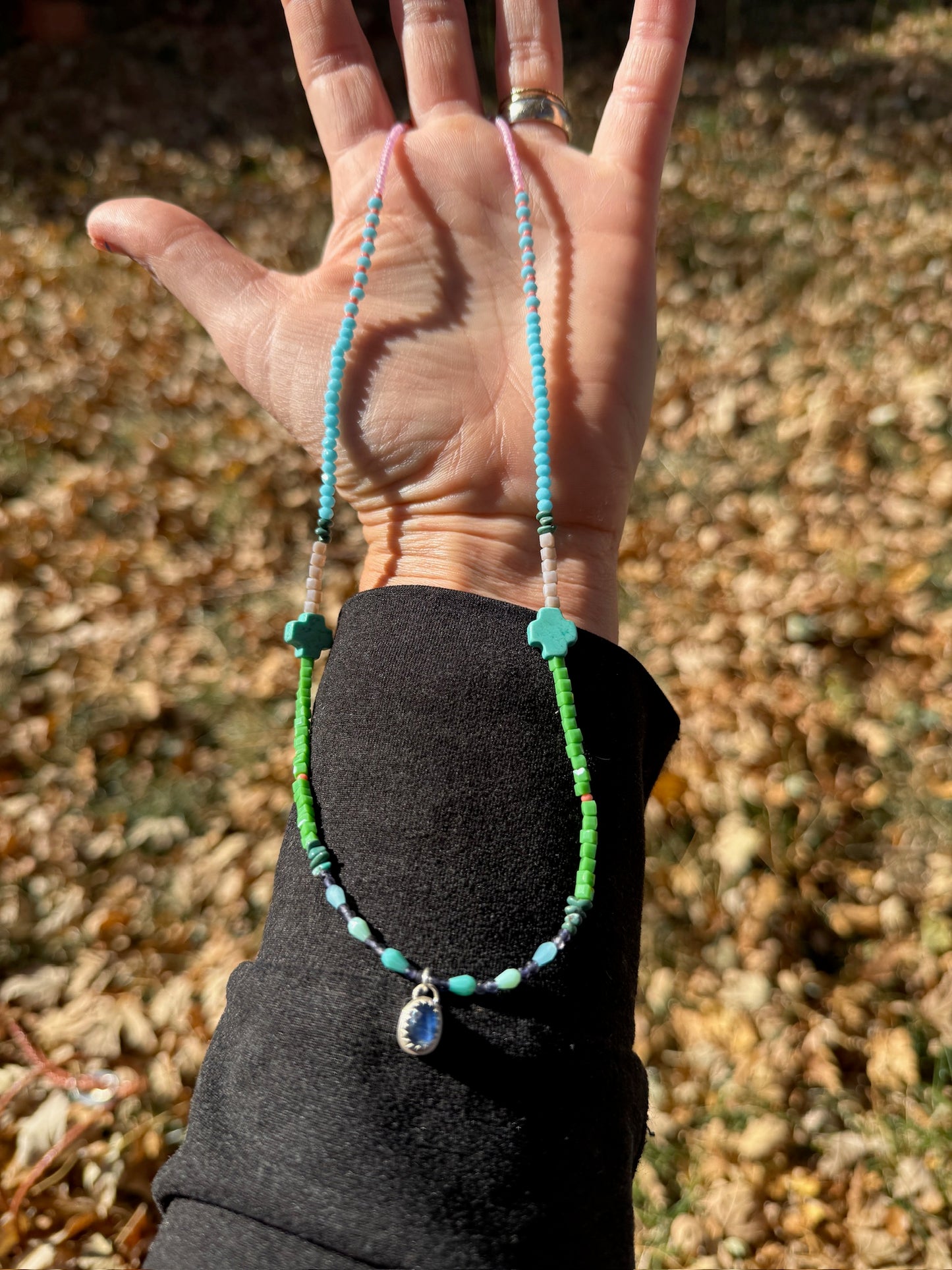 Tourmaline Beaded Warrior Necklace