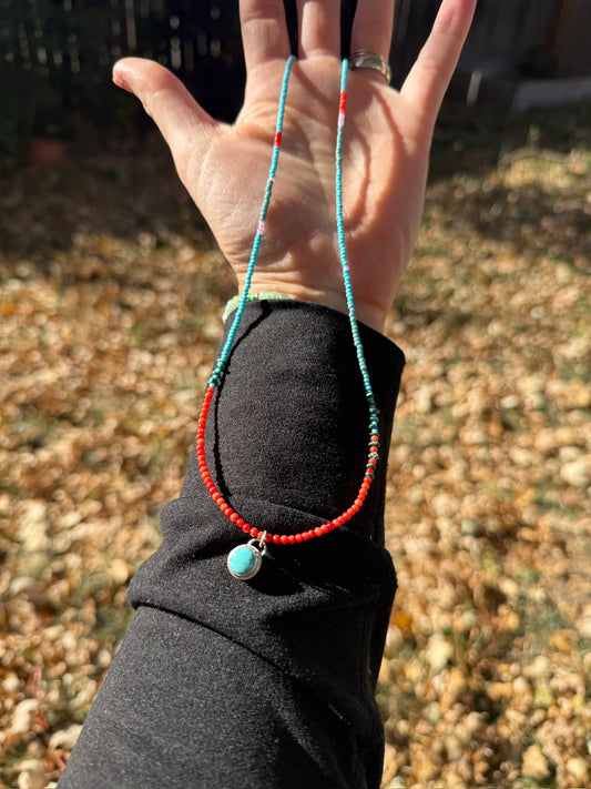 Turquoise Beaded Warrior Necklace