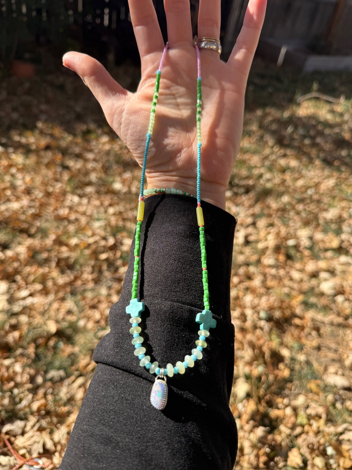 Opal Beaded Warrior Necklace