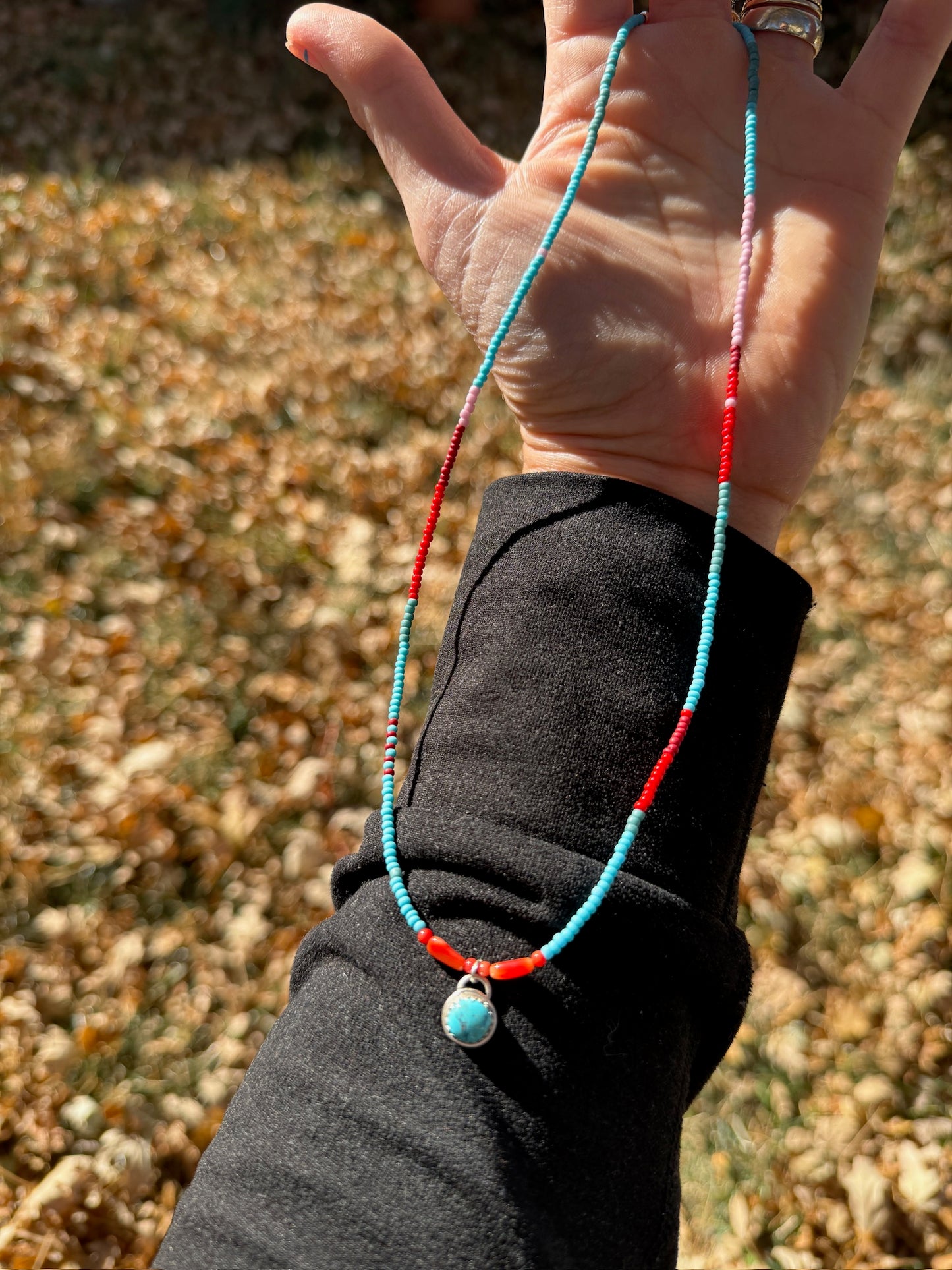 Turquoise Beaded Warrior Necklace