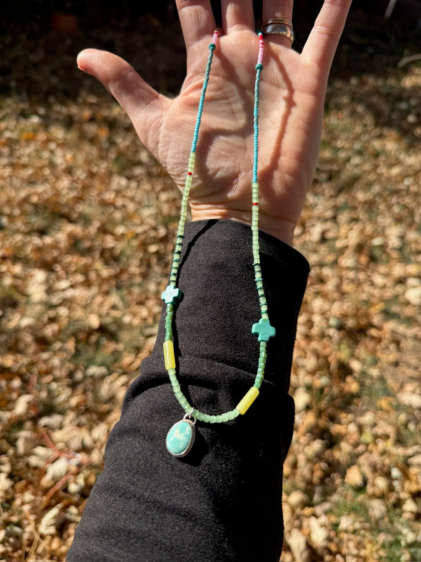 Turquoise Beaded Warrior Necklace