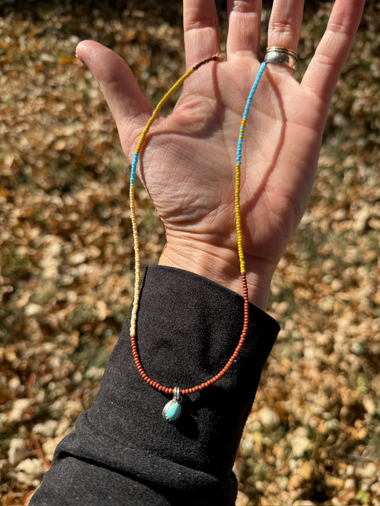 Turquoise Beaded Warrior Necklace