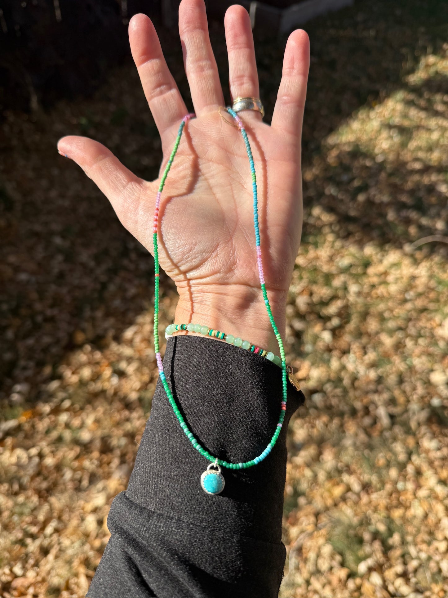 Turquoise Beaded Warrior Necklace