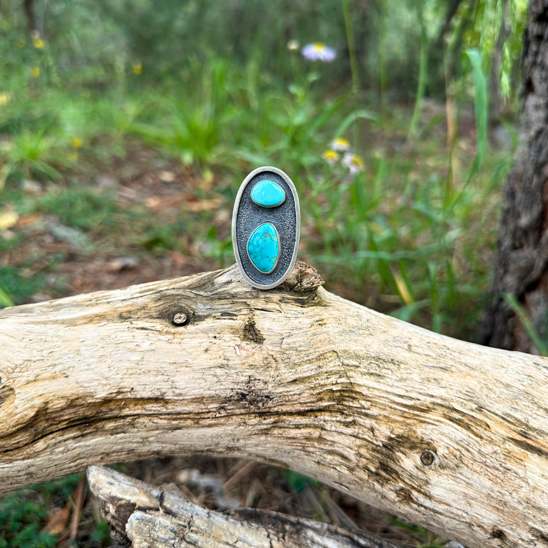 Turquoise Cairn Shadow Ring - Size 8.5