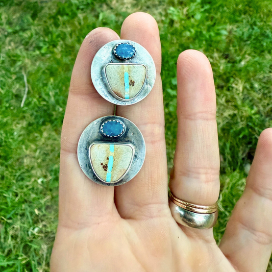 Royston Ribbon Turquoise + Opal Disc Studs