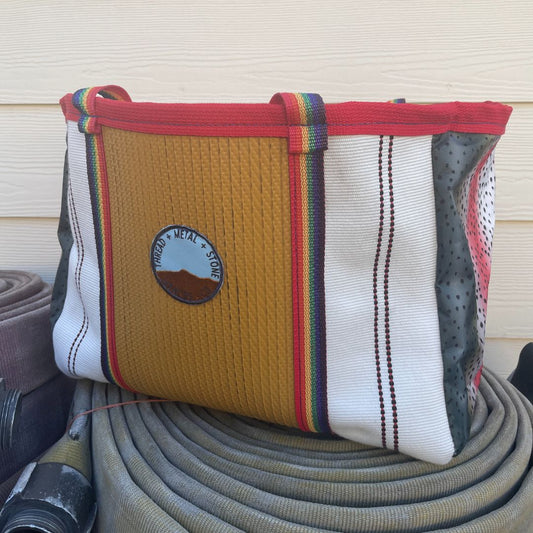 Repurposed Fire Hose Tote - Large Double Handle with Pockets