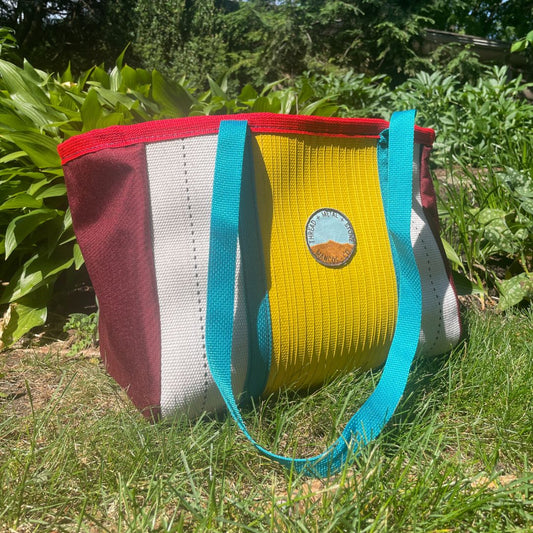 Repurposed Fire Hose Tote - Large Double Handle with Pockets