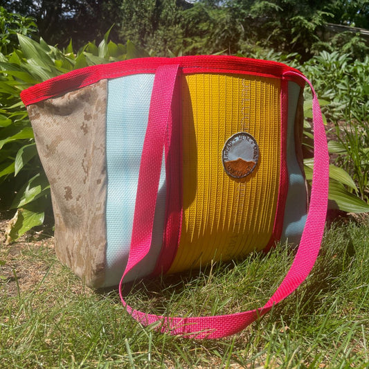Repurposed Fire Hose Tote - Large Double Handle with Pockets