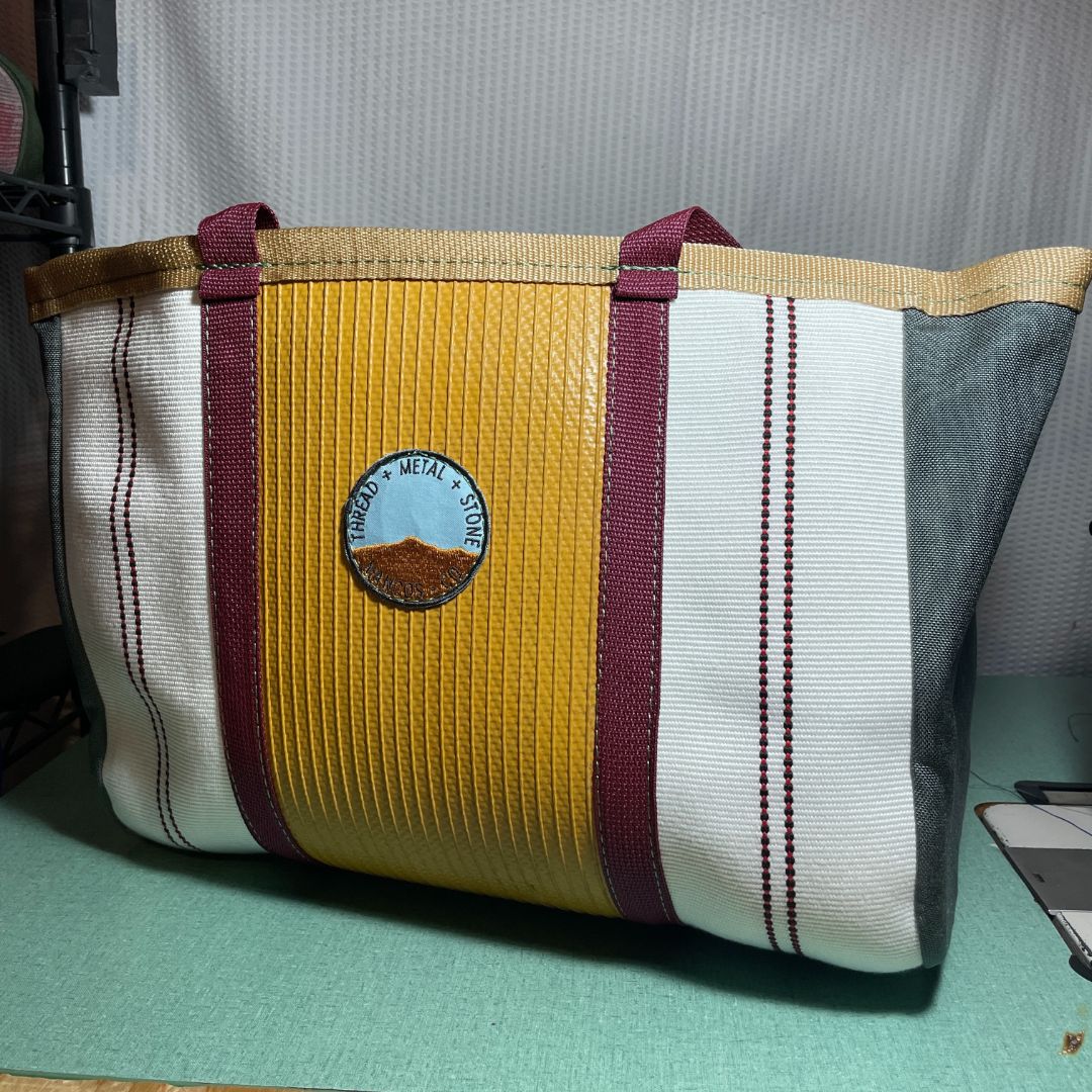 Repurposed Fire Hose Tote - Large Double Handle with Pockets