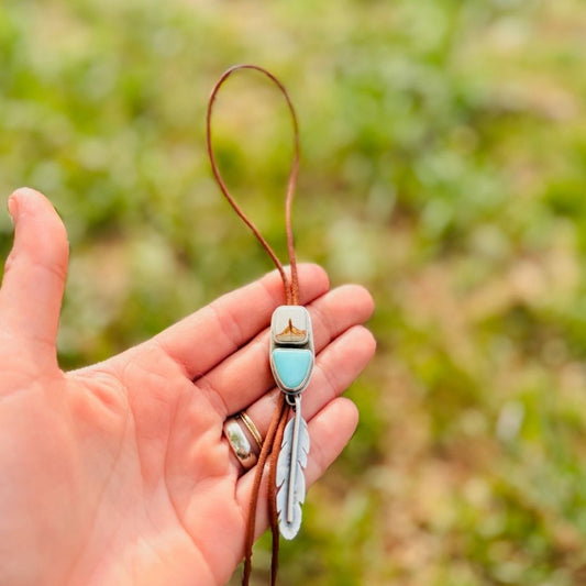 Turquoise + Jasper Feather Lady Bolo