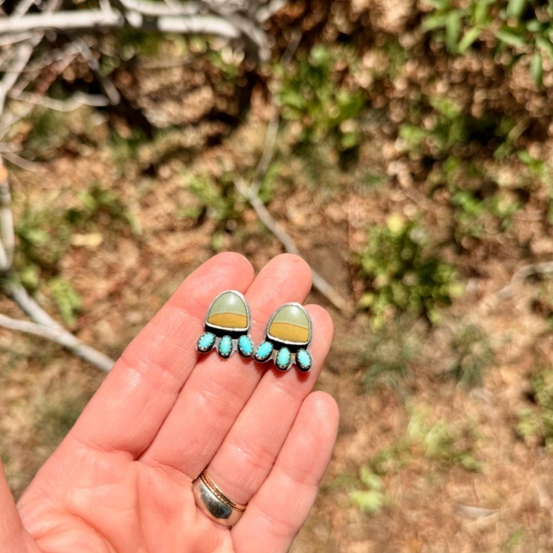 Jasper + Turquoise Bloom Studs