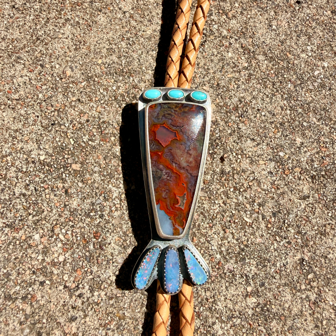 Turquoise, Agate + Opal Bolo