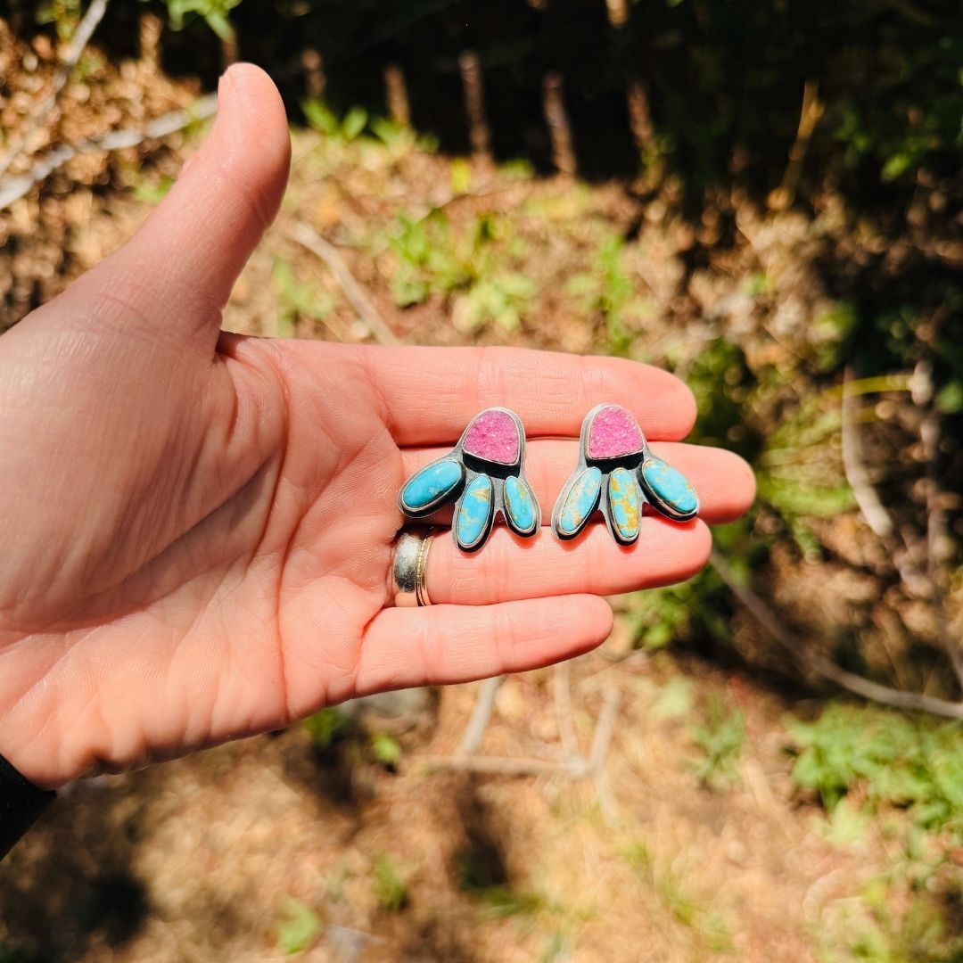 Druzy Crystal + Turquoise Firefly Earrings