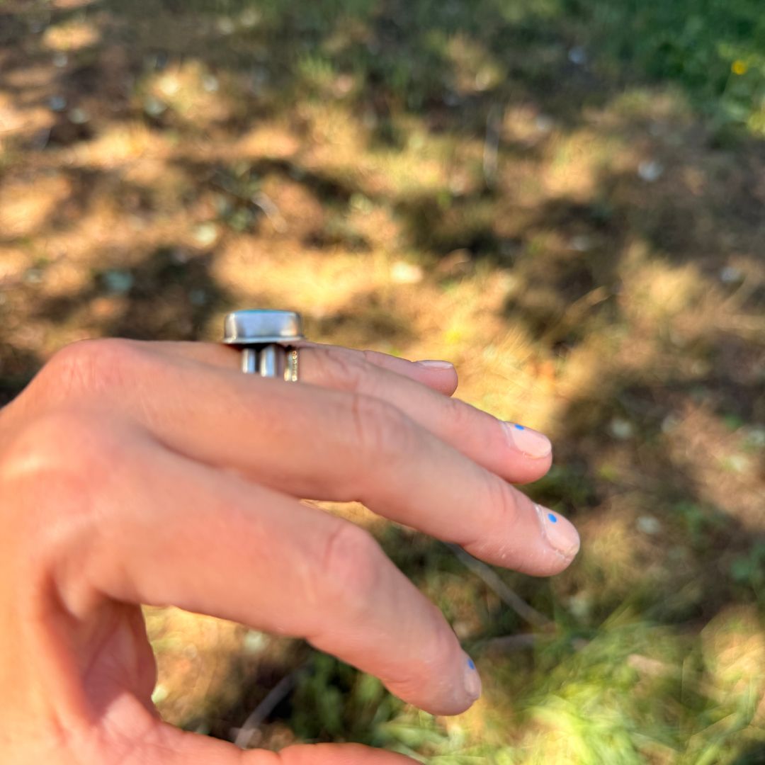 Turquoise Half Moon Ring - Size 6.5