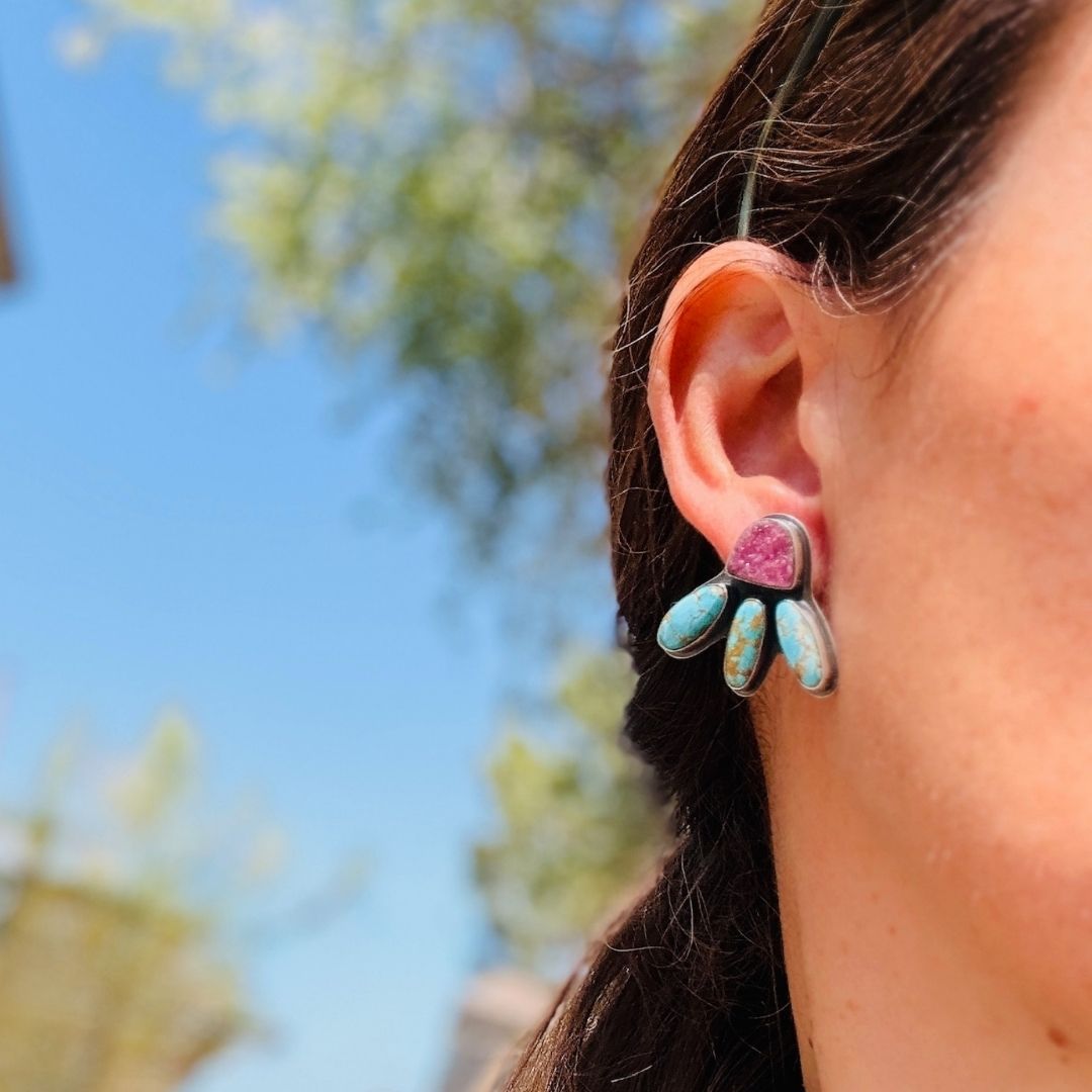 Druzy Crystal + Turquoise Firefly Earrings