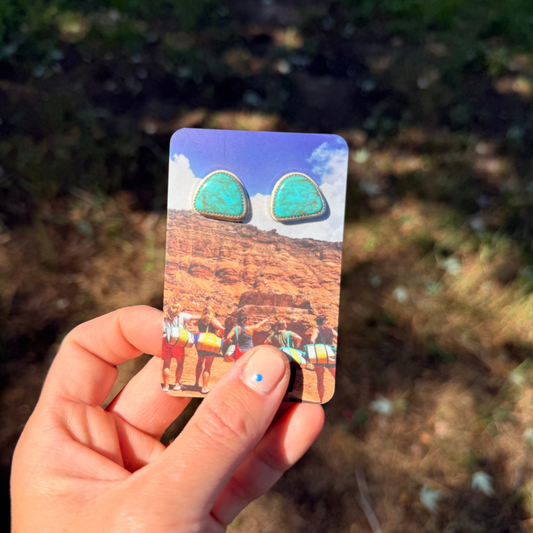 Turquoise Half Moon Studs