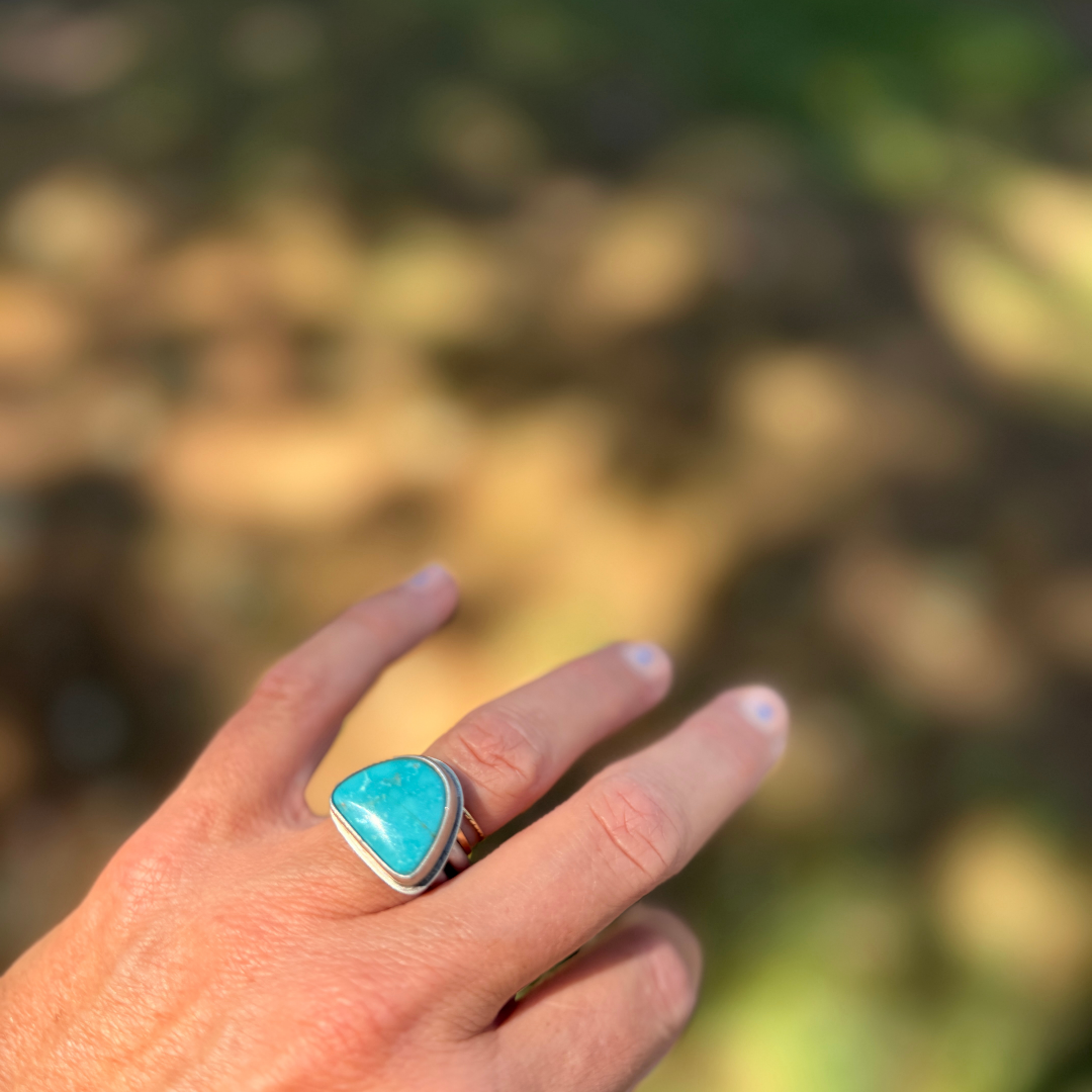 Turquoise Half Moon Ring - Size 6.5