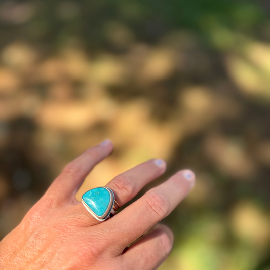 Turquoise Half Moon Ring - Size 6.5