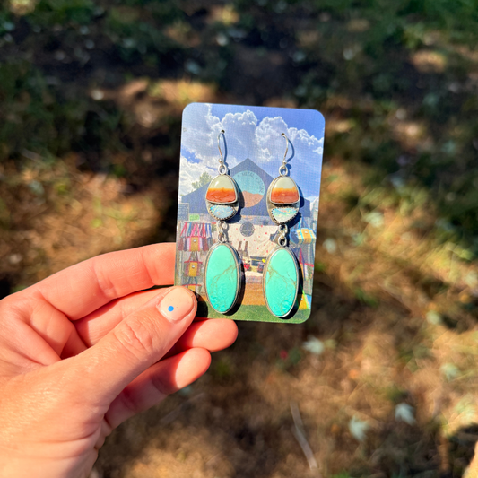 Landscape Jasper, Opal + Turquoise Dangler Earrings
