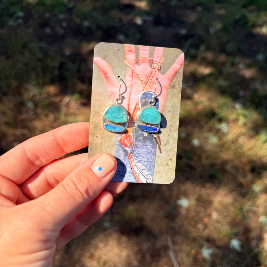 Druzy + Opal Dangler Earrings