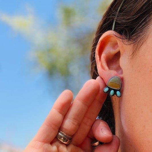 Jasper + Turquoise Bloom Studs