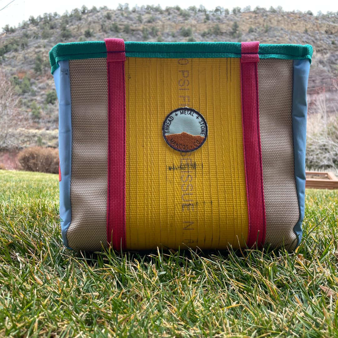 Artist Collaboration: Joe Philpott Repurposed Fire Hose Tote - Medium