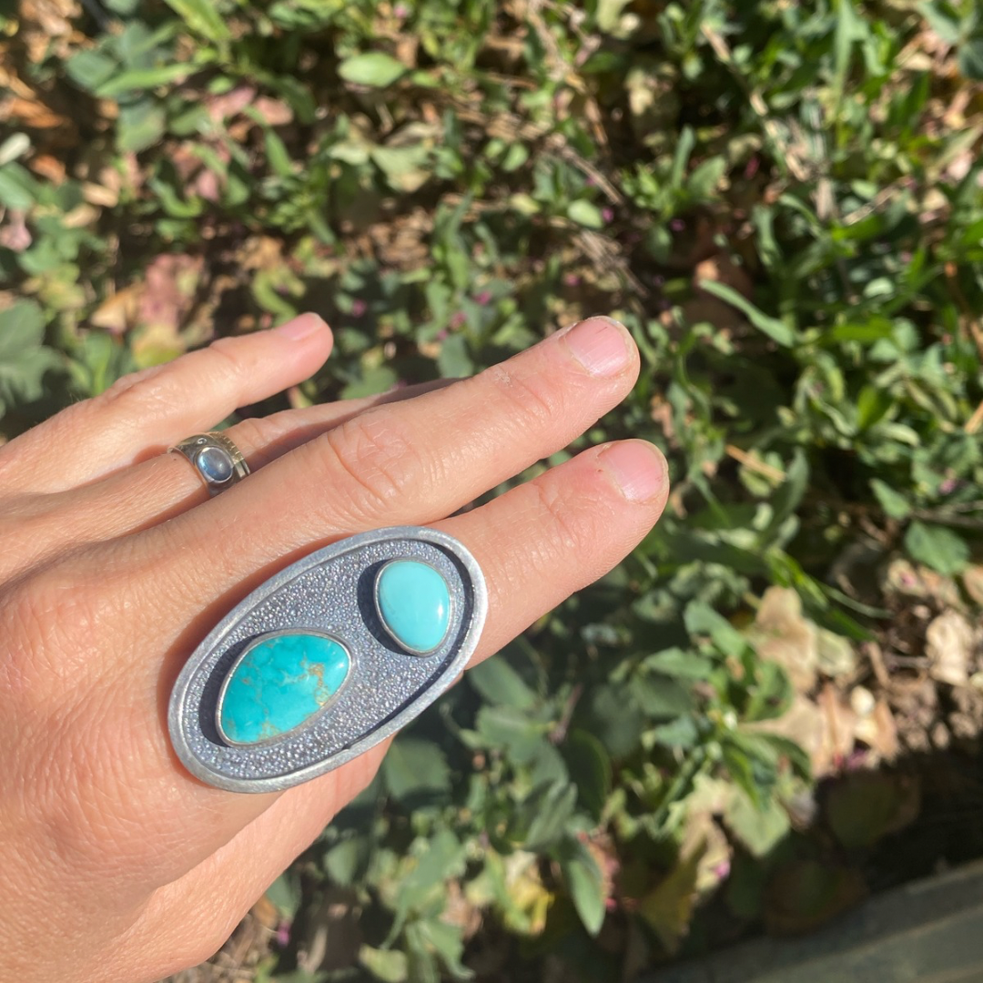 Turquoise Cairn Shadow Ring - Size 8.5