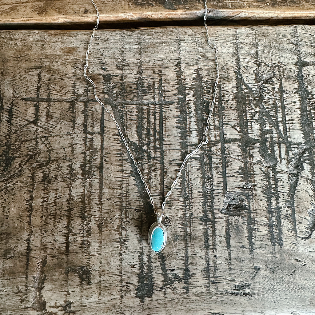 Paperclip Chain Turquoise Necklace