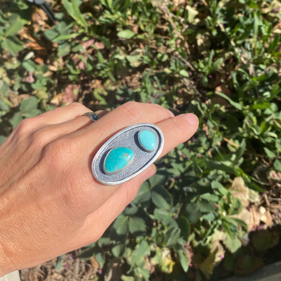 Turquoise Cairn Shadow Ring - Size 8.5